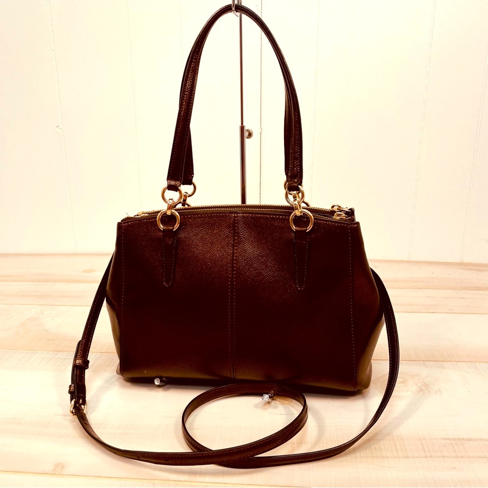 Coach Etta Bronze Caryall Shoulder Crossbody Bag Brown Saffiano Leather - Picture 2 of 7